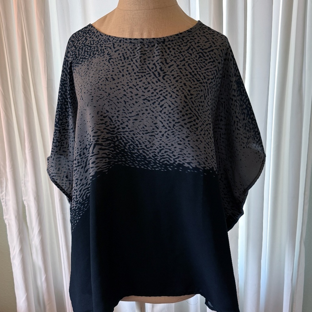 Joan Vass Black Gray Tunic Top Small